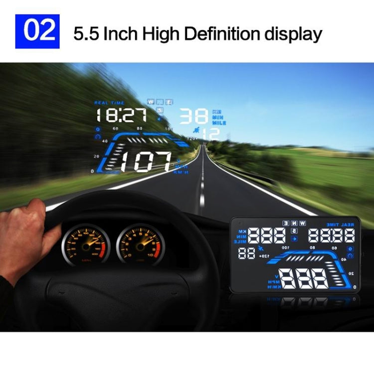 Q7 5.5 inch Car GPS HUD Vehicle-mounted Head Up Display Security System, Support Speed & Real Time & Altitude & Over Speed Alarm & Satellite Number, etc. - Head Up Display System by PMC TechLife | Online Shopping South Africa | PMC TechLife | Buy Now Pay Later Mobicred