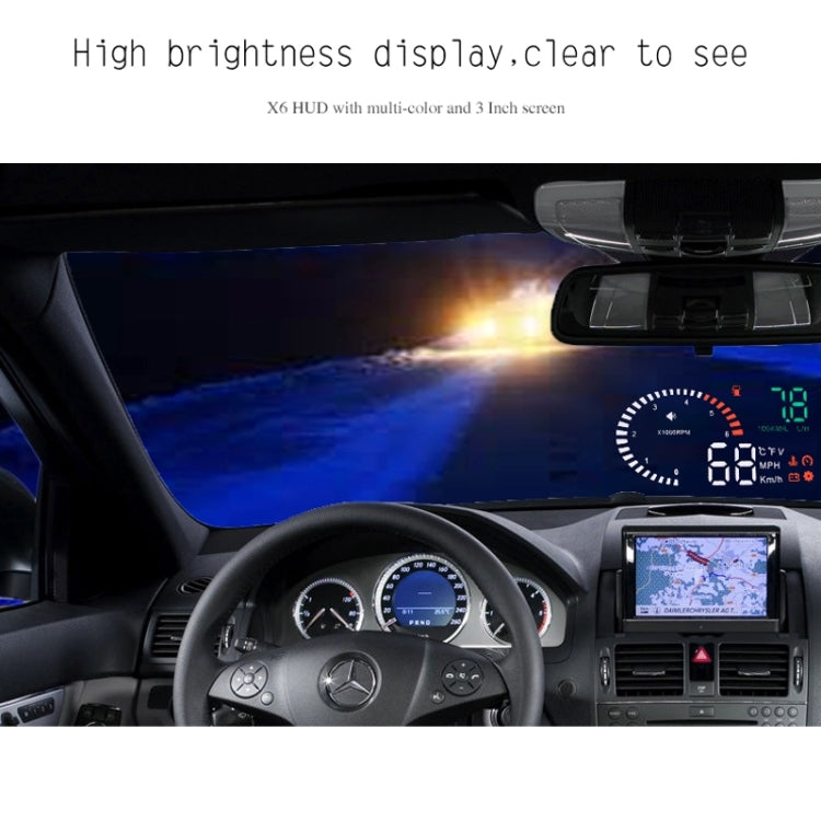 X6 3.5 inch Car OBDII / EUOBD HUD Vehicle-mounted Head Up Display Security System, Support Speed & Water Temperature & Speed Alarm & Fuel Consumption & Battery Voltage, etc. - Head Up Display System by PMC Jewellery | Online Shopping South Africa | PMC Jewellery | Buy Now Pay Later Mobicred