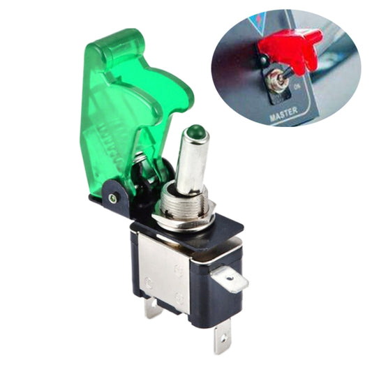 Flip Cover Nitrous Arming Switch with Green LED Indicator (Vehicle DIY), Green - Car Switches by PMC Jewellery | Online Shopping South Africa | PMC Jewellery