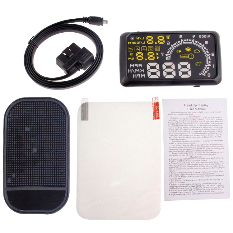 W02 5.5 inch Car OBDII HUD Fuel Consumption Warning System Vehicle-mounted Head Up Display Projector with LED - Head Up Display System by PMC TechLife | Online Shopping South Africa | PMC TechLife | Buy Now Pay Later Mobicred