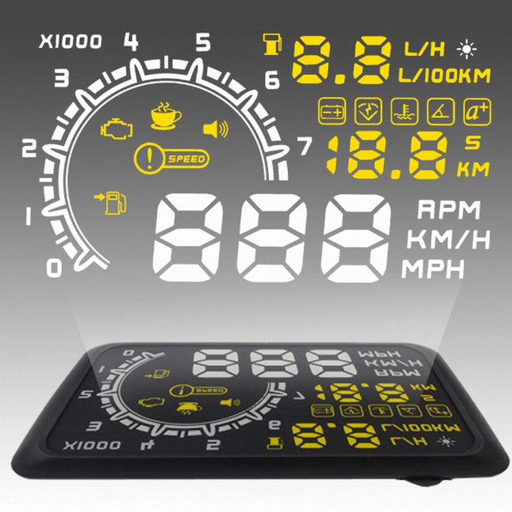 W02 5.5 inch Car OBDII HUD Fuel Consumption Warning System Vehicle-mounted Head Up Display Projector with LED - Head Up Display System by PMC TechLife | Online Shopping South Africa | PMC TechLife | Buy Now Pay Later Mobicred