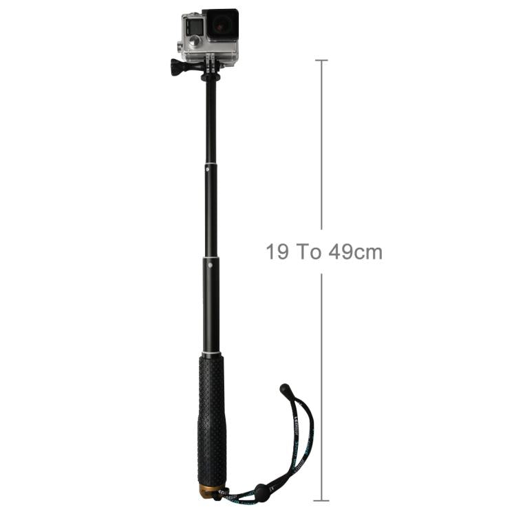 Handheld 49cm Extendable Pole Monopod with Screw for GoPro, Insta360, DJI and Other Action Cameras(Gold) - Extendable Pole by PMC TechLife | Online Shopping South Africa | PMC TechLife | Buy Now Pay Later Mobicred