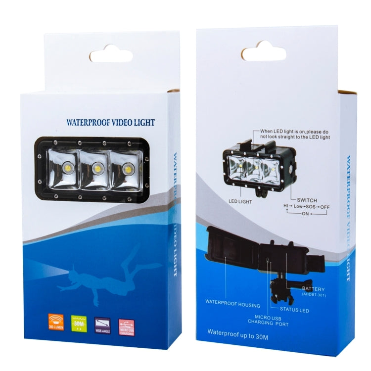 30M Waterproof Video Light 3 Modes Flashlight with Base Mount & Screw for GoPro, Insta360, DJI and Other Action Cameras - free shipping - PMC TechLife - Order now!