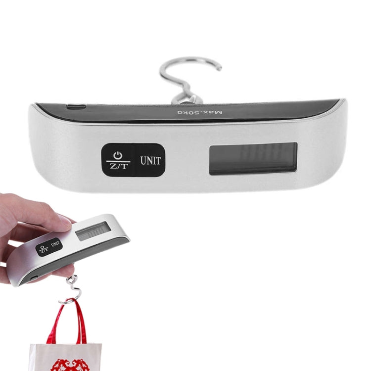 50kg x 50g Portable LCD Digital Hanging Travel Luggage Scale with Indoor Thermometer(Silver) - Hanging Scales by PMC Jewellery | Online Shopping South Africa | PMC Jewellery | Buy Now Pay Later Mobicred