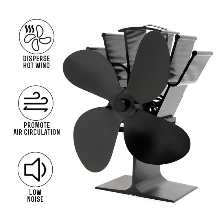 YL603 Eco-friendly Aluminum Alloy Heat Powered Stove Fan with 4 Blades for Wood / Gas / Pellet Stoves (Silver) - free shipping - PMC Jewellery - Order now!