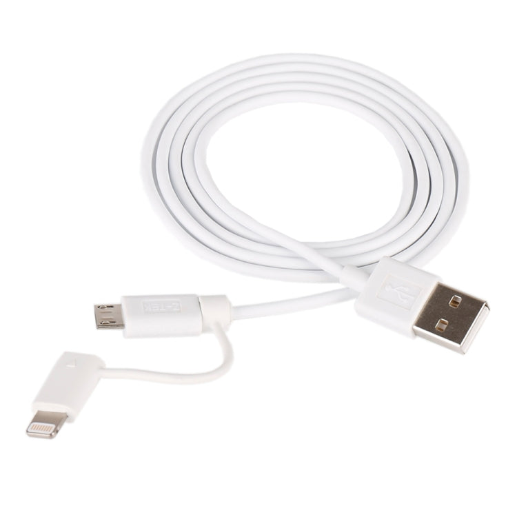 1m MFI 2 in 1 8 pin + Micro USB 2.0 Male to USB Data Sync Charging Cable(White) - MFI Cable by PMC Jewellery | Online Shopping South Africa | PMC Jewellery | Buy Now Pay Later Mobicred