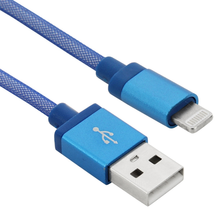 Net Style Metal Head 8 Pin to USB Data / Charger Cable, Cable Length: 1m(Blue) - Normal Style Cable by PMC Jewellery | Online Shopping South Africa | PMC Jewellery | Buy Now Pay Later Mobicred