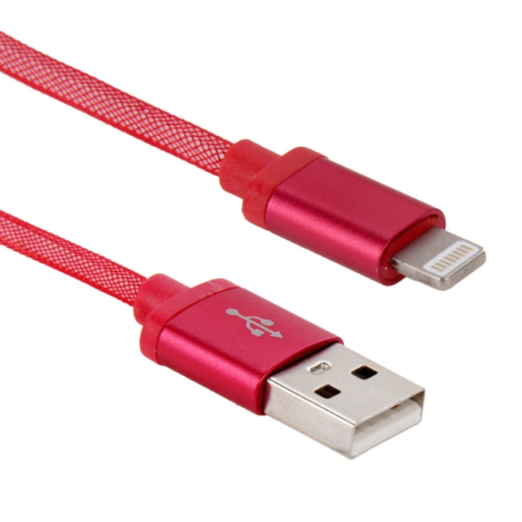 Net Style Metal Head USB to 8 Pin Data / Charger Cable, Cable Length: 25cm(Red) - Normal Style Cable by PMC Jewellery | Online Shopping South Africa | PMC Jewellery | Buy Now Pay Later Mobicred