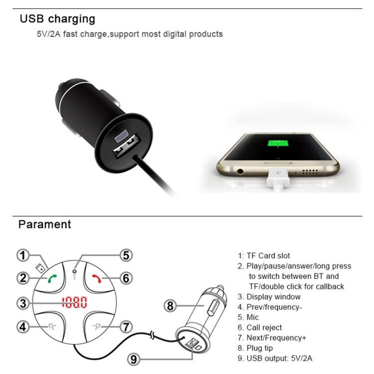 FM29B Bluetooth FM Transmitter Hands-free Car Kit, Car Charger, For iPhone, Galaxy, Sony, Lenovo, HTC, Huawei, and other Smartphones - Bluetooth Car Kits by PMC Jewellery | Online Shopping South Africa | PMC Jewellery | Buy Now Pay Later Mobicred