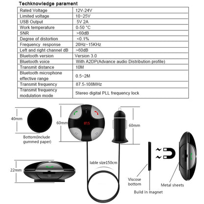 FM29B Bluetooth FM Transmitter Hands-free Car Kit, Car Charger, For iPhone, Galaxy, Sony, Lenovo, HTC, Huawei, and other Smartphones - Bluetooth Car Kits by PMC Jewellery | Online Shopping South Africa | PMC Jewellery | Buy Now Pay Later Mobicred