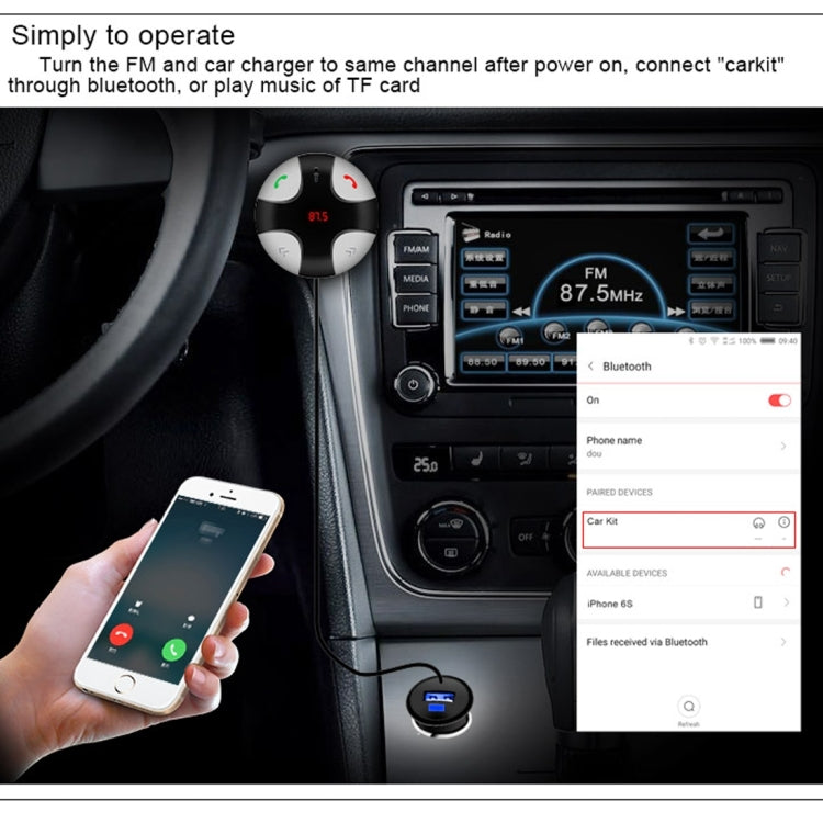 FM29B Bluetooth FM Transmitter Hands-free Car Kit, Car Charger, For iPhone, Galaxy, Sony, Lenovo, HTC, Huawei, and other Smartphones - Bluetooth Car Kits by PMC TechLife | Online Shopping South Africa | PMC TechLife | Buy Now Pay Later Mobicred