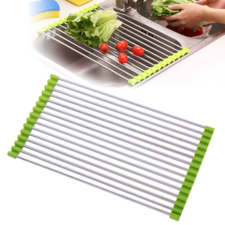 40x24x0.9cm Stainless Steel Folding Drain Rack(Green) - Shelf by PMC Jewellery | Online Shopping South Africa | PMC Jewellery | Buy Now Pay Later Mobicred