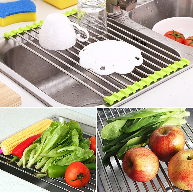 40x24x0.9cm Stainless Steel Folding Drain Rack(Green) - Shelf by PMC TechLife | Online Shopping South Africa | PMC TechLife | Buy Now Pay Later Mobicred