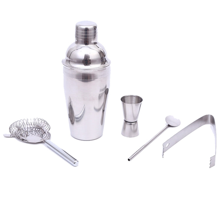 5 in 1 Classic Stainless Steel Shaker Set, Capacity: 550ml (Shaker + Jigger + Strainer + Ice Clip + Stirrer Pipe)(Silver) - Bartending Tools by PMC Jewellery | Online Shopping South Africa | PMC Jewellery | Buy Now Pay Later Mobicred