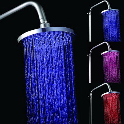 Round Temperature Sensor 3-Color (Blue / Pink / Red) LED Shower Head(Silver) - Shower Head by PMC Jewellery | Online Shopping South Africa | PMC Jewellery | Buy Now Pay Later Mobicred