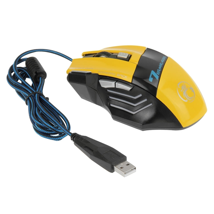 7 Buttons with Scroll Wheel 5000 DPI LED Wired Optical Gaming Mouse for Computer PC Laptop(Yellow) - Wired Mice by PMC Jewellery | Online Shopping South Africa | PMC Jewellery