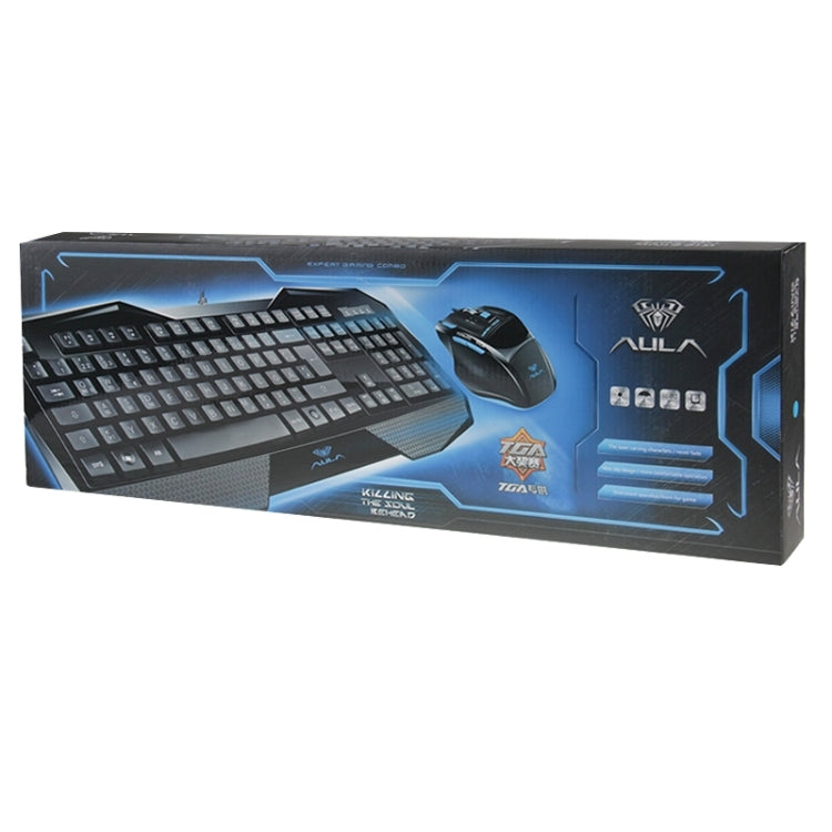 Aula Killing Soul Behead Series Wired USB Silent / Non-slip QWERTZ Keyboard with Blu-ray Backlight + 500-1000Hz Return Rate 7D Game Mouse Combo Kit, German Language Keys - Wired Keyboard by AULA | Online Shopping South Africa | PMC Jewellery | Buy Now Pay Later Mobicred