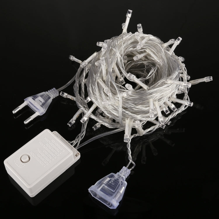 Waterproof  String Light, Length: 10m, 100 LED Light with Controller, Flashing / Fading / Chasing Effect, AC 220V, EU Plug(White Light) - Holiday Lights by PMC TechLife | Online Shopping South Africa | PMC TechLife | Buy Now Pay Later Mobicred