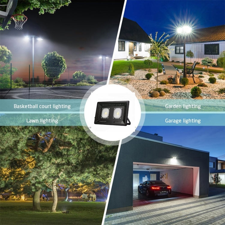 100W Waterproof LED Floodlight Lamp, 2 x 48 LED SMD 2835, Luminous Flux: > 8000LM, PF > 0.9, RA > 80, AC 90-140V(Warm White) - Floodlights by PMC Jewellery | Online Shopping South Africa | PMC Jewellery | Buy Now Pay Later Mobicred
