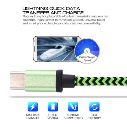 1m Woven Style USB-C / Type-C 3.1 to USB 2.0 Data Sync Charge Cable(Green) - USB-C & Type-C Cable by PMC Jewellery | Online Shopping South Africa | PMC Jewellery | Buy Now Pay Later Mobicred