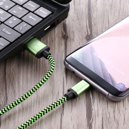 1m Woven Style USB-C / Type-C 3.1 to USB 2.0 Data Sync Charge Cable(Green) - USB-C & Type-C Cable by PMC Jewellery | Online Shopping South Africa | PMC Jewellery | Buy Now Pay Later Mobicred