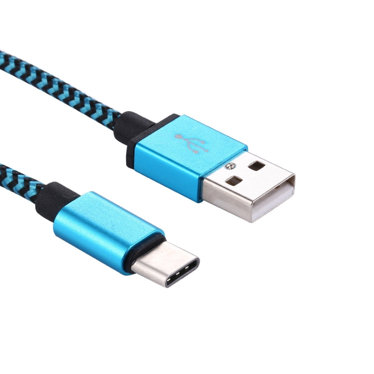 1m Woven Style USB-C / Type-C 3.1 to USB 2.0 Data Sync Charge Cable(Blue) - USB-C & Type-C Cable by PMC Jewellery | Online Shopping South Africa | PMC Jewellery | Buy Now Pay Later Mobicred