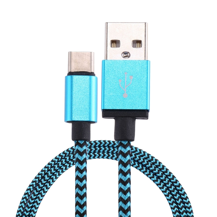 1m Woven Style USB-C / Type-C 3.1 to USB 2.0 Data Sync Charge Cable(Blue) - USB-C & Type-C Cable by PMC Jewellery | Online Shopping South Africa | PMC Jewellery | Buy Now Pay Later Mobicred