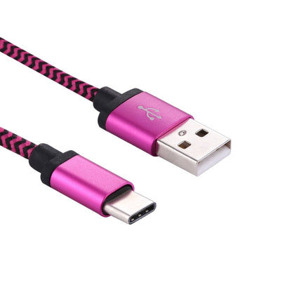 1m Woven Style USB-C / Type-C 3.1 to USB 2.0 Data Sync Charge Cable(Magenta) - USB-C & Type-C Cable by PMC Jewellery | Online Shopping South Africa | PMC Jewellery | Buy Now Pay Later Mobicred