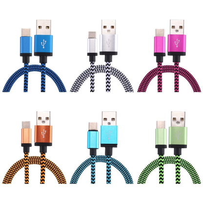 1m Woven Style USB-C / Type-C 3.1 to USB 2.0 Data Sync Charge Cable(Blue) - USB-C & Type-C Cable by PMC Jewellery | Online Shopping South Africa | PMC Jewellery | Buy Now Pay Later Mobicred