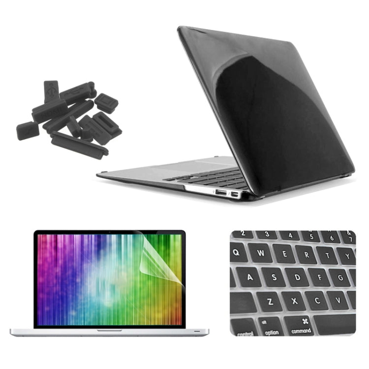 ENKAY for MacBook Air 11.6 inch (US Version) / A1370 / A1465 4 in 1 Crystal Hard Shell Plastic Protective Case with Screen Protector & Keyboard Guard & Anti-dust Plugs(Black) - MacBook Air Cases by ENKAY | Online Shopping South Africa | PMC Jewellery | Buy Now Pay Later Mobicred