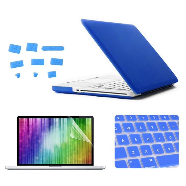 ENKAY for MacBook Pro 13.3 inch (US Version) / A1278 4 in 1 Frosted Hard Shell Plastic Protective Case with Screen Protector & Keyboard Guard & Anti-dust Plugs(Dark Blue) - MacBook Pro Cases by ENKAY | Online Shopping South Africa | PMC Jewellery | Buy Now Pay Later Mobicred