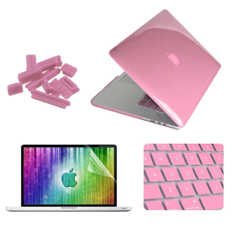 ENKAY for MacBook Pro Retina 15.4 inch (US Version) / A1398 4 in 1 Crystal Hard Shell Plastic Protective Case with Screen Protector & Keyboard Guard & Anti-dust Plugs(Pink) - MacBook Pro Cases by ENKAY | Online Shopping South Africa | PMC Jewellery | Buy Now Pay Later Mobicred