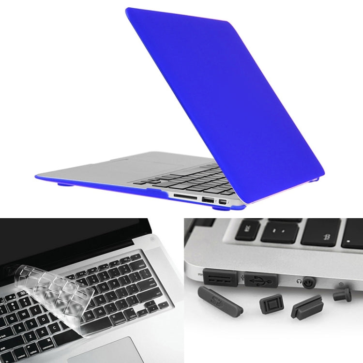 ENKAY for Macbook Air 11.6 inch (US Version) / A1370 / A1465 Hat-Prince 3 in 1 Frosted Hard Shell Plastic Protective Case with Keyboard Guard & Port Dust Plug(Dark Blue) - MacBook Air Cases by ENKAY | Online Shopping South Africa | PMC Jewellery | Buy Now Pay Later Mobicred