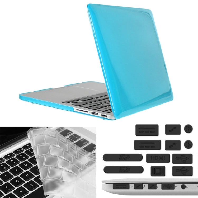ENKAY for Macbook Pro Retina 13.3 inch (US Version) / A1425 / A1502 Hat-Prince 3 in 1 Crystal Hard Shell Plastic Protective Case with Keyboard Guard & Port Dust Plug(Blue) - free shipping - PMC Jewellery - Order now!