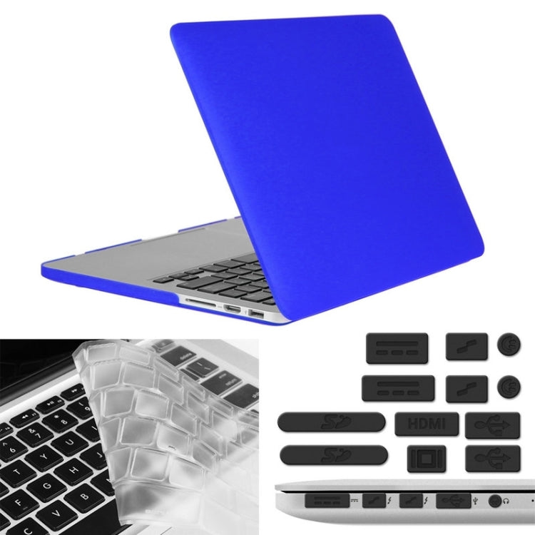 ENKAY for Macbook Pro Retina 15.4 inch (US Version) / A1398 Hat-Prince 3 in 1 Frosted Hard Shell Plastic Protective Case with Keyboard Guard & Port Dust Plug(Dark Blue) - MacBook Pro Cases by ENKAY | Online Shopping South Africa | PMC Jewellery | Buy Now Pay Later Mobicred