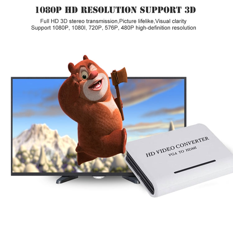 1080P Audio VGA to HDMI HD HDTV Video Converter(White) - Converter by PMC Jewellery | Online Shopping South Africa | PMC Jewellery | Buy Now Pay Later Mobicred