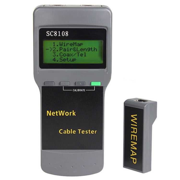 Portable Wireless Network cable Tester SC8108 LCD Digital PC Data Network CAT5 RJ45 LAN Phone Cable Tester Meter(Grey) - Lan Cable and Tools by PMC Jewellery | Online Shopping South Africa | PMC Jewellery | Buy Now Pay Later Mobicred