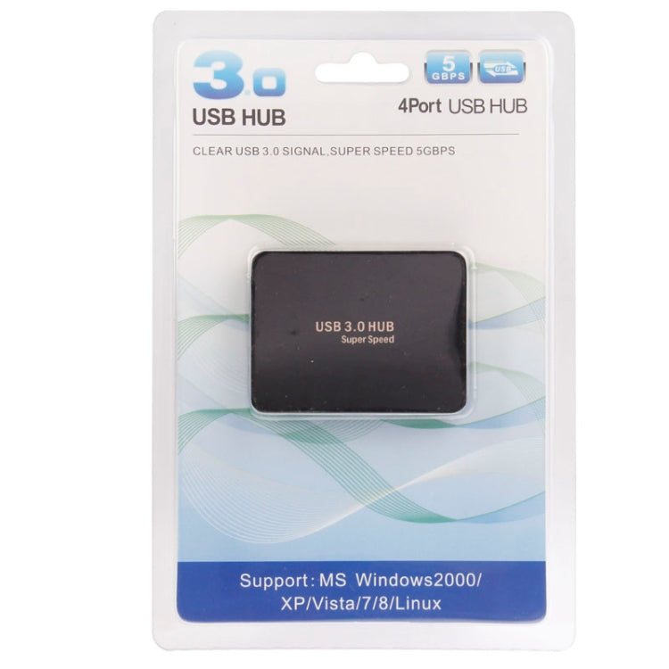 CR-H302 Mirror Surface 4 Ports USB 3.0 Super Speed 5Gbps HUB + 60cm USB 3.0 Transmission Cable(Black) - USB 3.0 HUB by PMC TechLife | Online Shopping South Africa | PMC TechLife | Buy Now Pay Later Mobicred