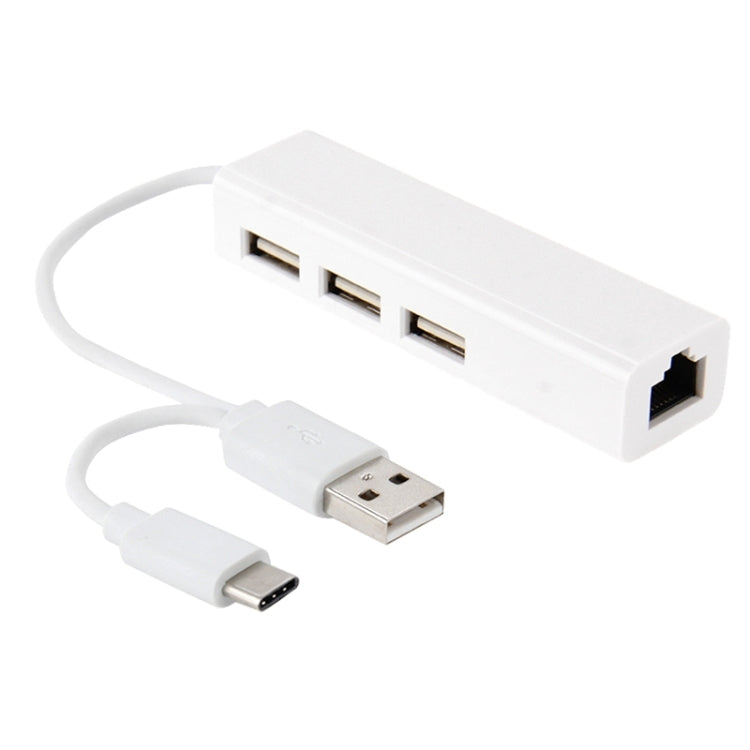 USB-C / Type-C 3.1 to 3 Ports USB HUB + Ethernert Adapter, For Galaxy S8 & S8 + / LG G6 / Huawei P10 & P10 Plus / Xiaomi Mi6 & Max 2 and other Smartphones - USB HUB by PMC Jewellery | Online Shopping South Africa | PMC Jewellery | Buy Now Pay Later Mobicred