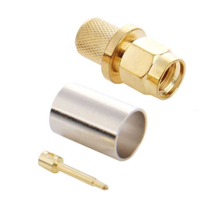 10 PCS Gold Plated SMA Male Plug Crimp RF Connector Adapter for RG58 / RG142 / LMR195 Cable - Connectors by PMC Jewellery | Online Shopping South Africa | PMC Jewellery | Buy Now Pay Later Mobicred