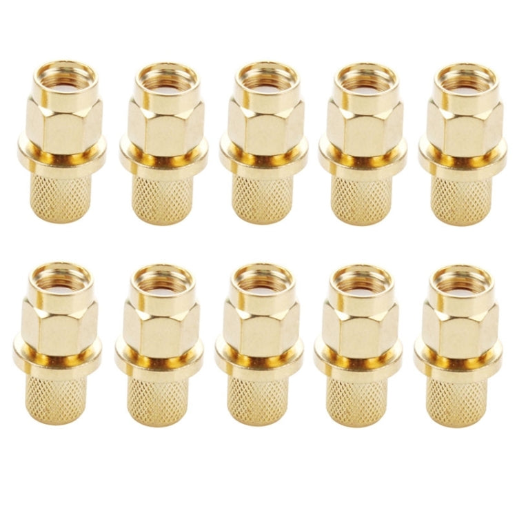 10 PCS Gold Plated SMA Male Plug Crimp RF Connector Adapter for RG58 / RG142 / LMR195 Cable - Connectors by PMC Jewellery | Online Shopping South Africa | PMC Jewellery | Buy Now Pay Later Mobicred