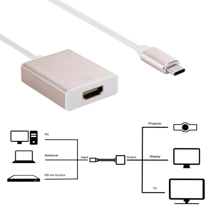 10cm USB-C / Type-C 3.1 to HDMI Adapter Cable, For Galaxy S8 & S8 + / LG G6 / Huawei P10 & P10 Plus / Xiaomi Mi6 & Max 2 and other Smartphones(Gold) - Cable & Adapters by PMC TechLife | Online Shopping South Africa | PMC TechLife | Buy Now Pay Later Mobicred