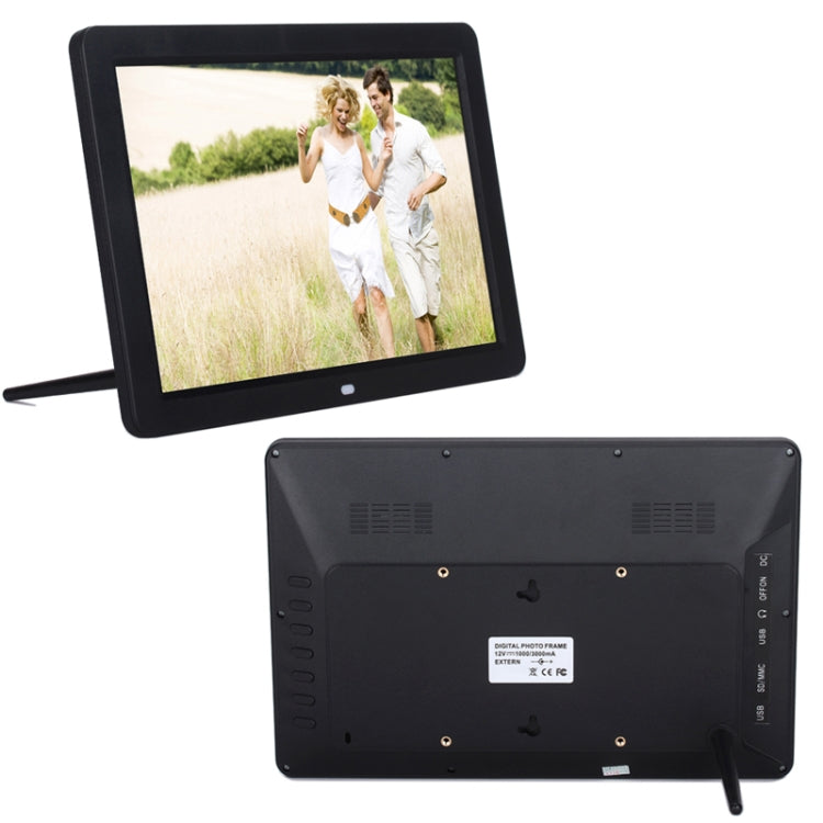 12.0 Inch LED Display Multi-media Digital Photo Frame with Holder / Music & Movie Player / Remote Control Function, Support USB / SD, Built in Stereo Speaker(Black) - 11 inch Below by PMC Jewellery | Online Shopping South Africa | PMC Jewellery | Buy Now Pay Later Mobicred