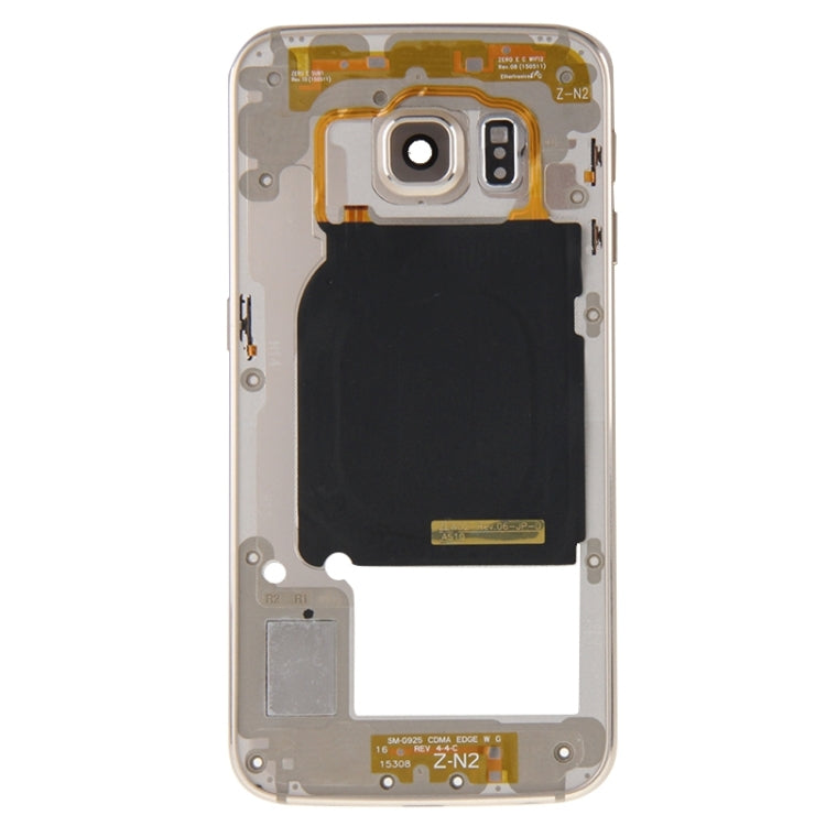 For Galaxy S6 Edge / G925 Back Plate Housing Camera Lens Panel with Side Keys and Speaker Ringer Buzzer (Gold) - Frame Bezel Plate by PMC Jewellery | Online Shopping South Africa | PMC Jewellery | Buy Now Pay Later Mobicred