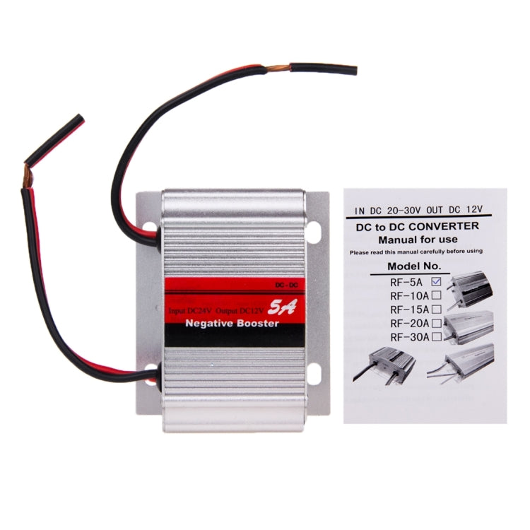 RF-5A DC 24V to 12V Car Power Inverter Adapter Negative Booster Convert(Silver) - Others by PMC Jewellery | Online Shopping South Africa | PMC Jewellery | Buy Now Pay Later Mobicred