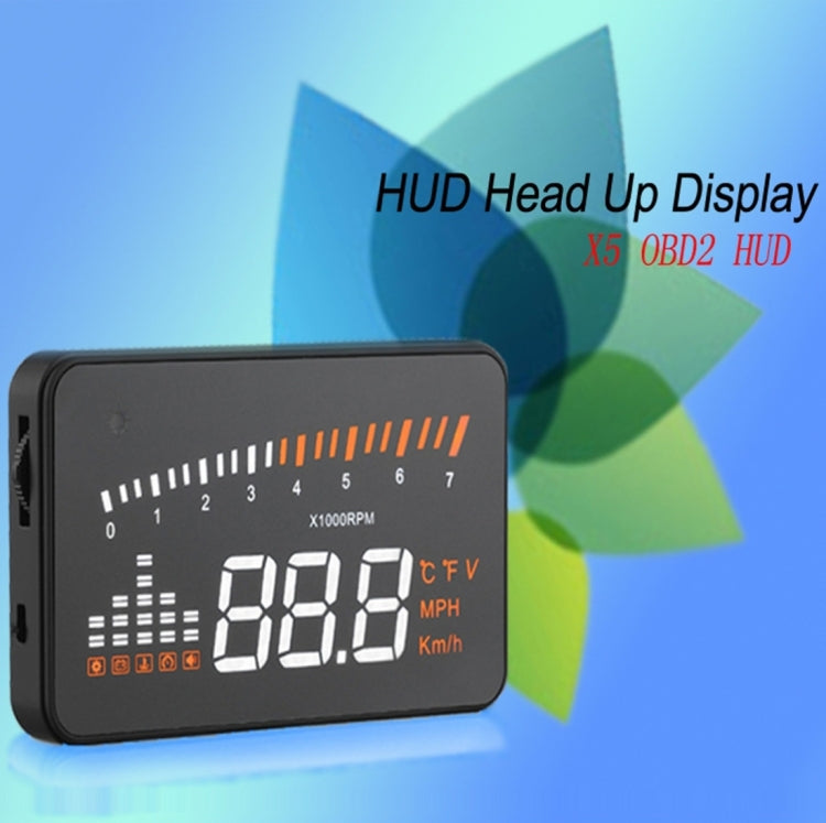 X5 HUD 3 inch Universal Multi Car Head Up Display with OBDII EOBD System, Light Sensors, Rotation Speed, Rotation Speed Unit, Unit Mark, Voltage, Water Temperature, Alarm mark(Black) - Head Up Display System by PMC Jewellery | Online Shopping South Africa | PMC Jewellery | Buy Now Pay Later Mobicred