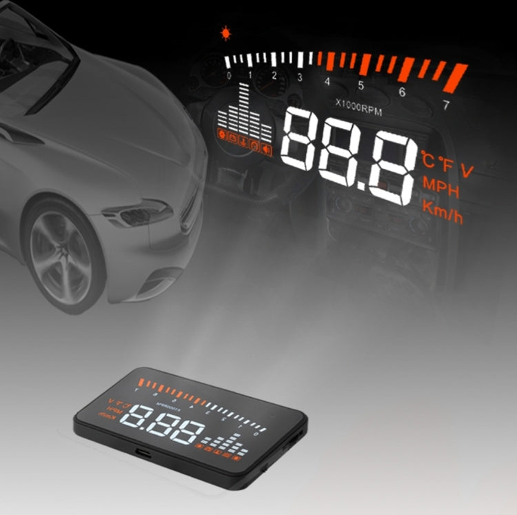 X5 HUD 3 inch Universal Multi Car Head Up Display with OBDII EOBD System, Light Sensors, Rotation Speed, Rotation Speed Unit, Unit Mark, Voltage, Water Temperature, Alarm mark(Black) - Head Up Display System by PMC TechLife | Online Shopping South Africa | PMC TechLife | Buy Now Pay Later Mobicred