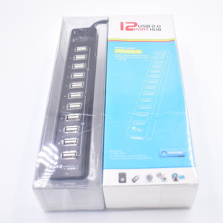 12-Port USB 2.0 HUB，Suitable for Notebook / Netbook(Black) - USB 2.0 HUB by PMC Jewellery | Online Shopping South Africa | PMC Jewellery | Buy Now Pay Later Mobicred
