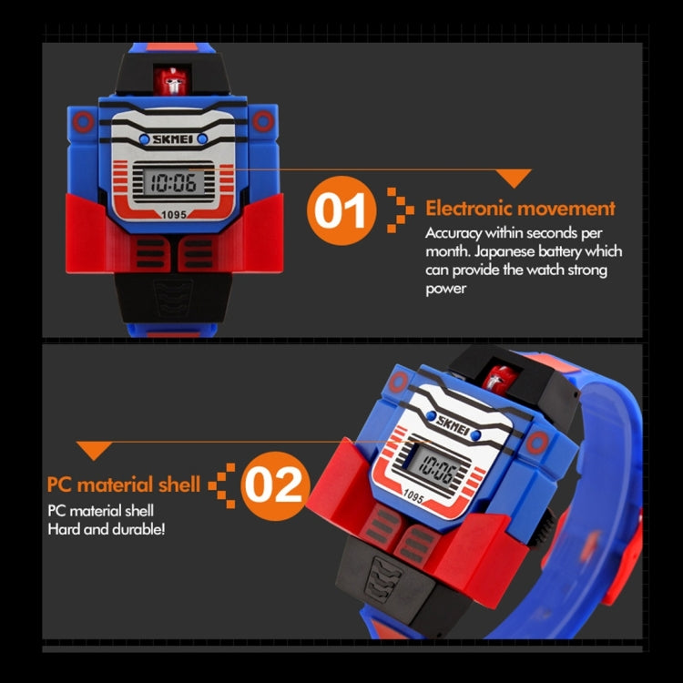 SKMEI Transformation Toy Shape Changing Removable Dial Digital Movement Children Watch with PU Plastic Cement Band(Red) - free shipping - PMC TechLife - Order now!