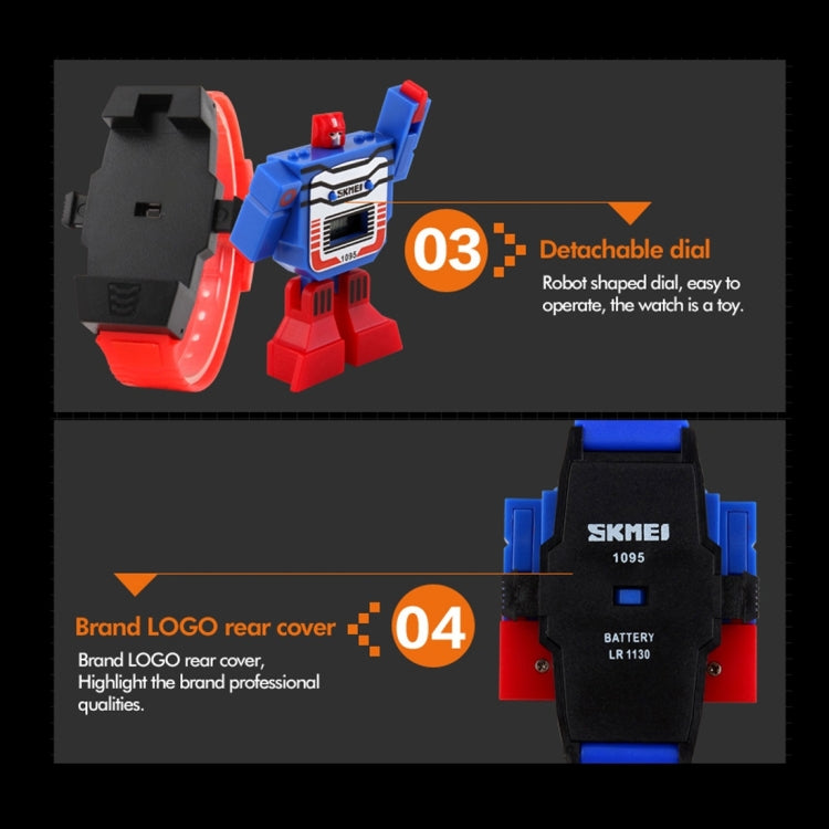 SKMEI Transformation Toy Shape Changing Removable Dial Digital Movement Children Watch with PU Plastic Cement Band(Red) - free shipping - PMC TechLife - Order now!